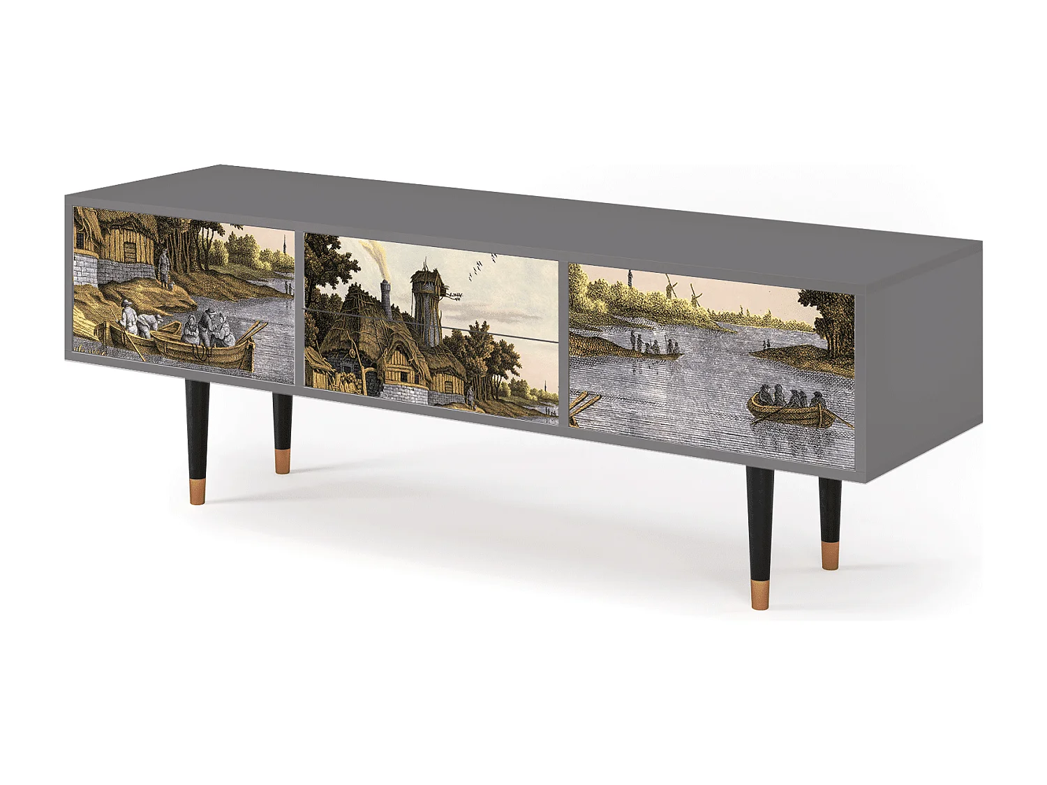 Szafka RTV - 170х59х48 cm - T4 - Mill along a River, Szary