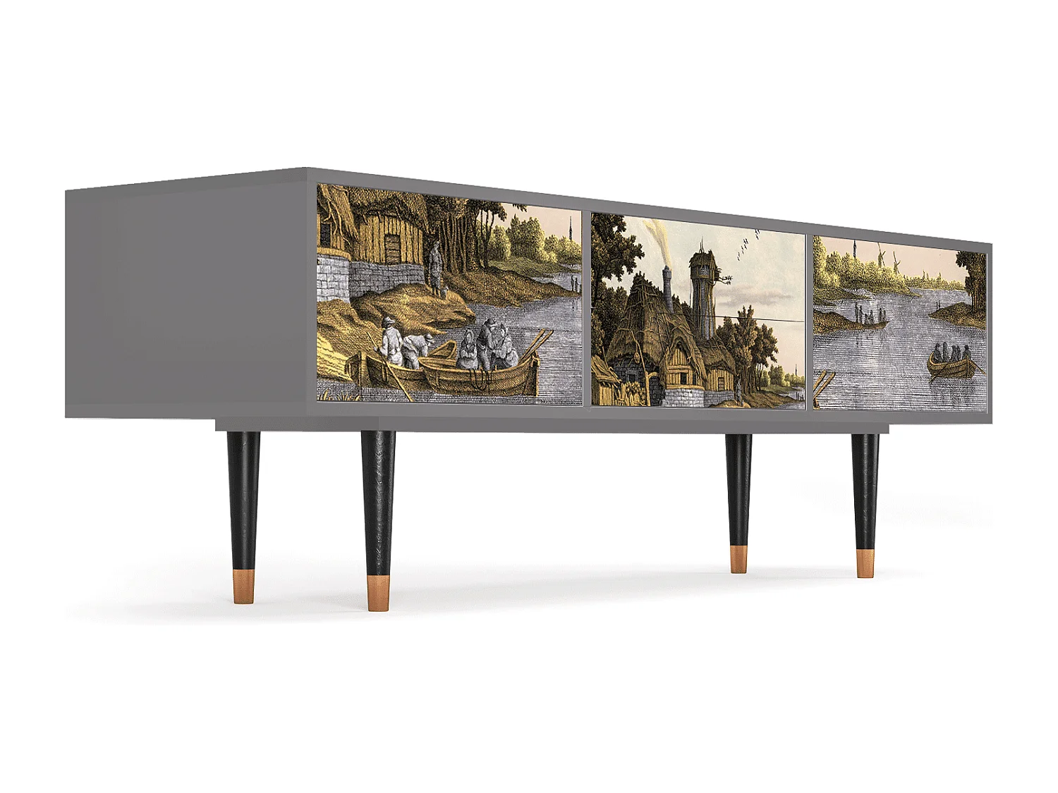 Szafka RTV - 170х59х48 cm - T4 - Mill along a River, Szary