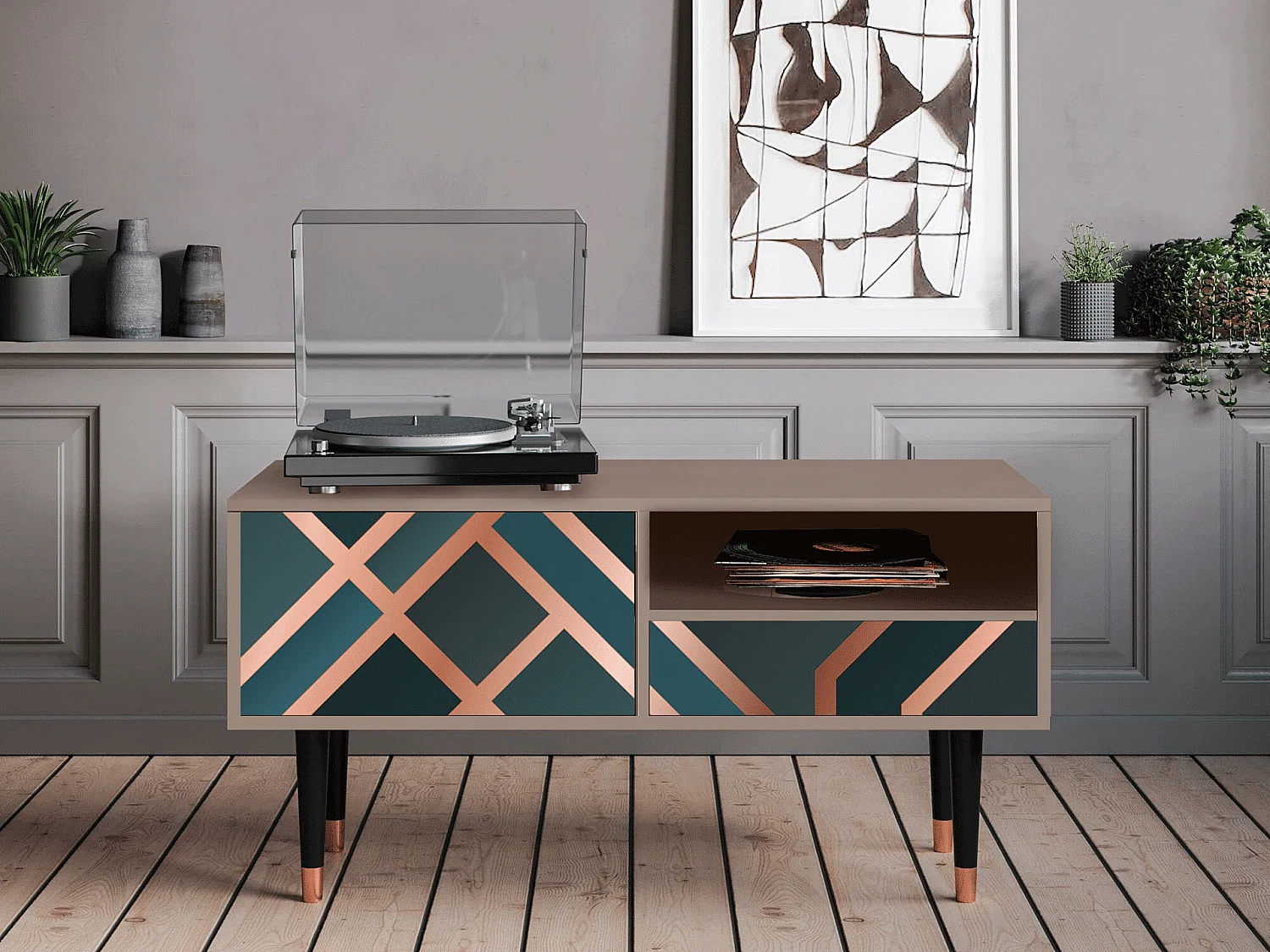 Szafka RTV - 115х59х48 cm - T3 - Bronze Crossroad, Latte