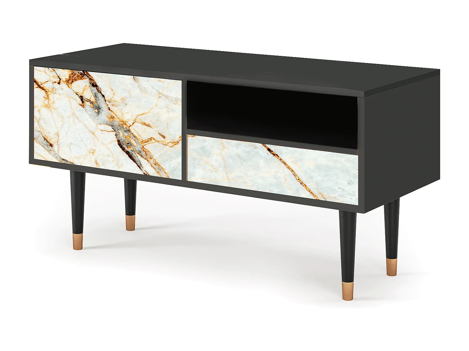 Szafka RTV - 115х59х48 cm - T3 - Piaskowyy Marble, Antracyt