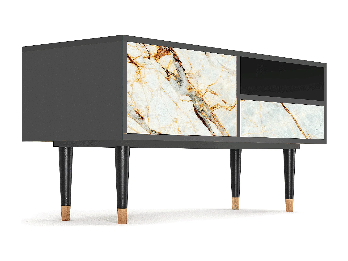 Szafka RTV - 115х59х48 cm - T3 - Piaskowyy Marble, Antracyt