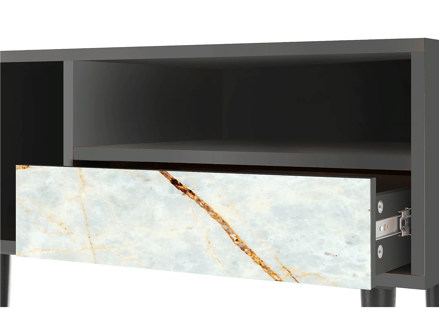 Szafka RTV - 115х59х48 cm - T3 - Piaskowyy Marble, Antracyt