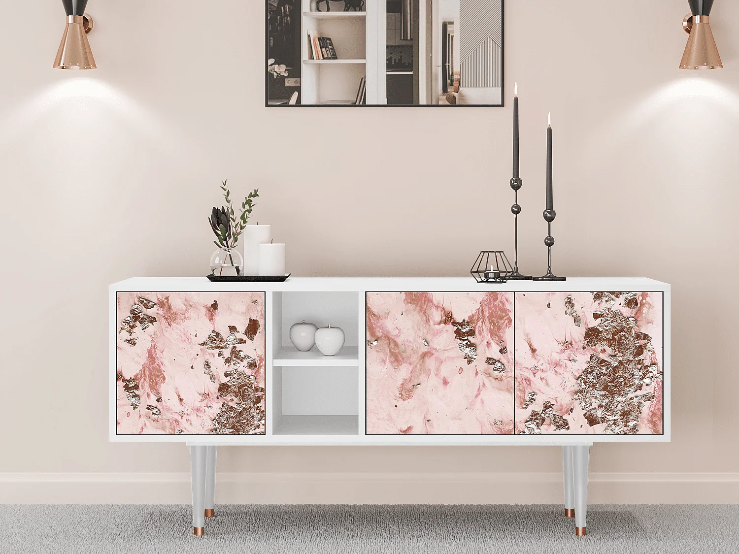 Mobile TV - 150х69х41 cm - T5 - Cotton Candy, Bianco