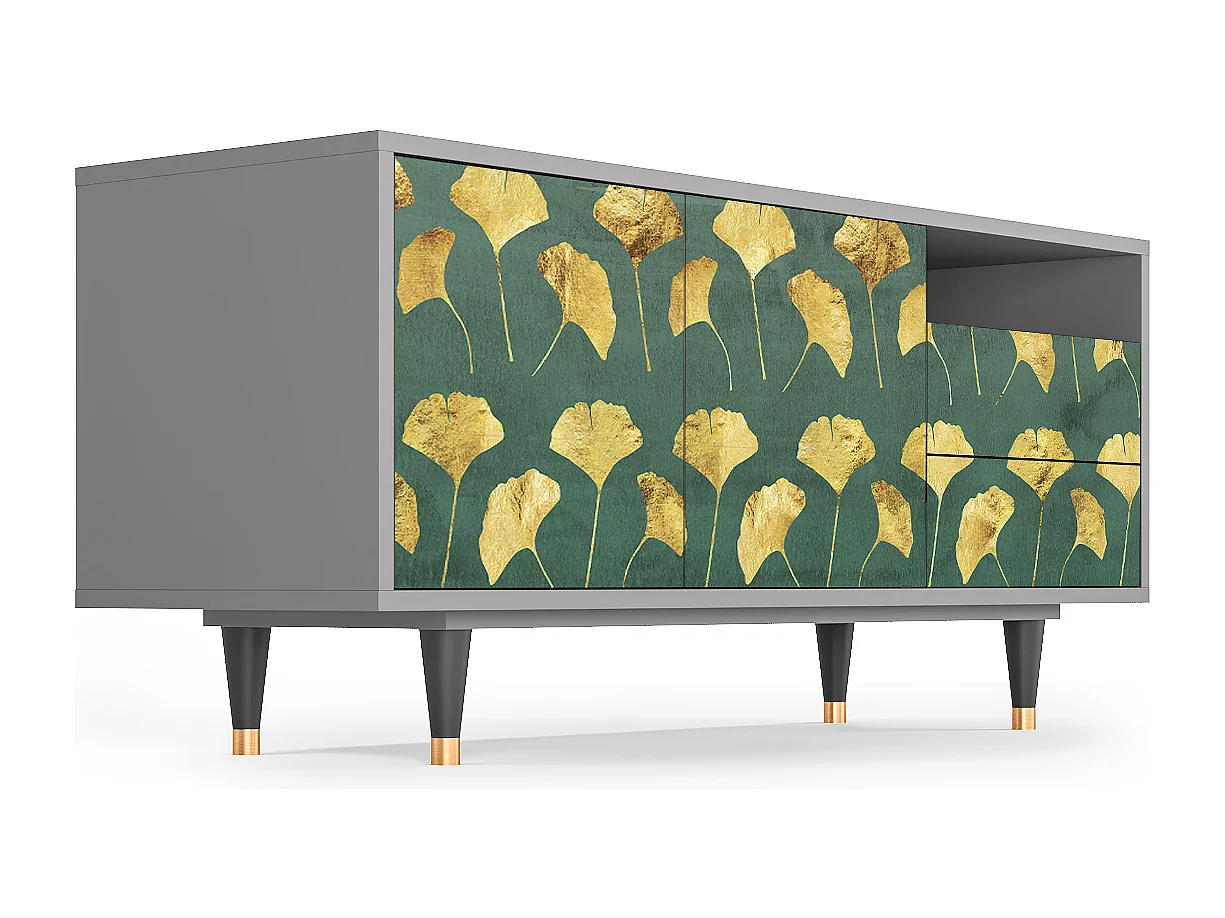 Mueble de TV - 125х56х41 cm - T7 - Gingko leaves, Gris