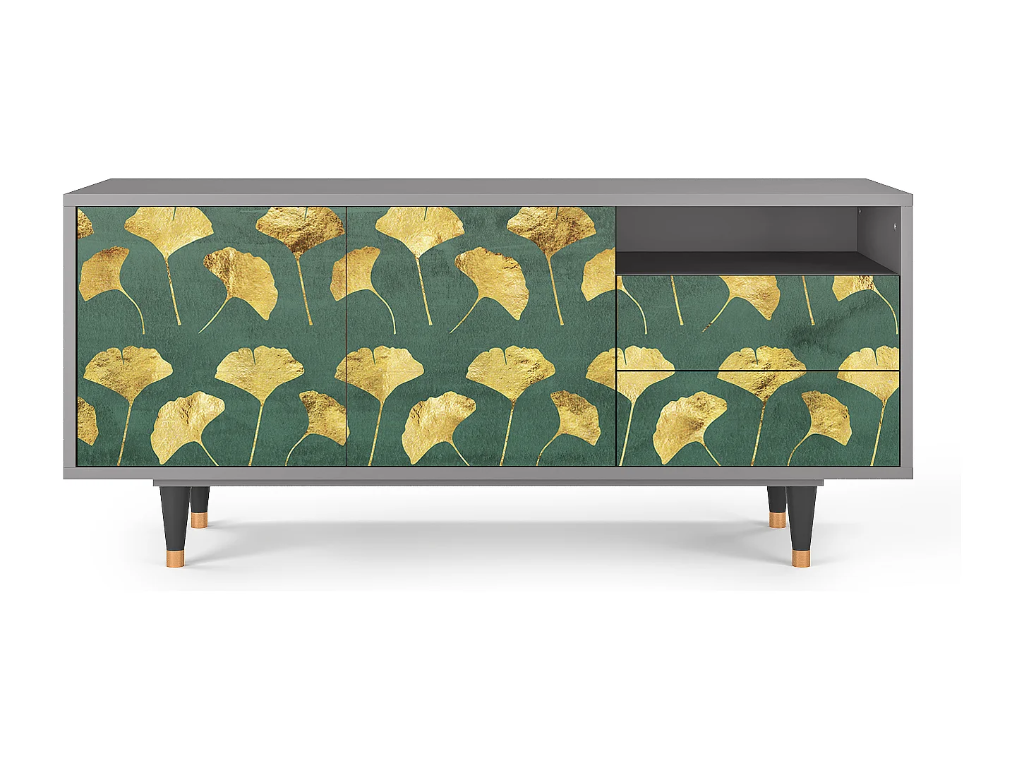 TV-meubel - 125х56х41 cm - T7 - Gingko leaves, Grijs