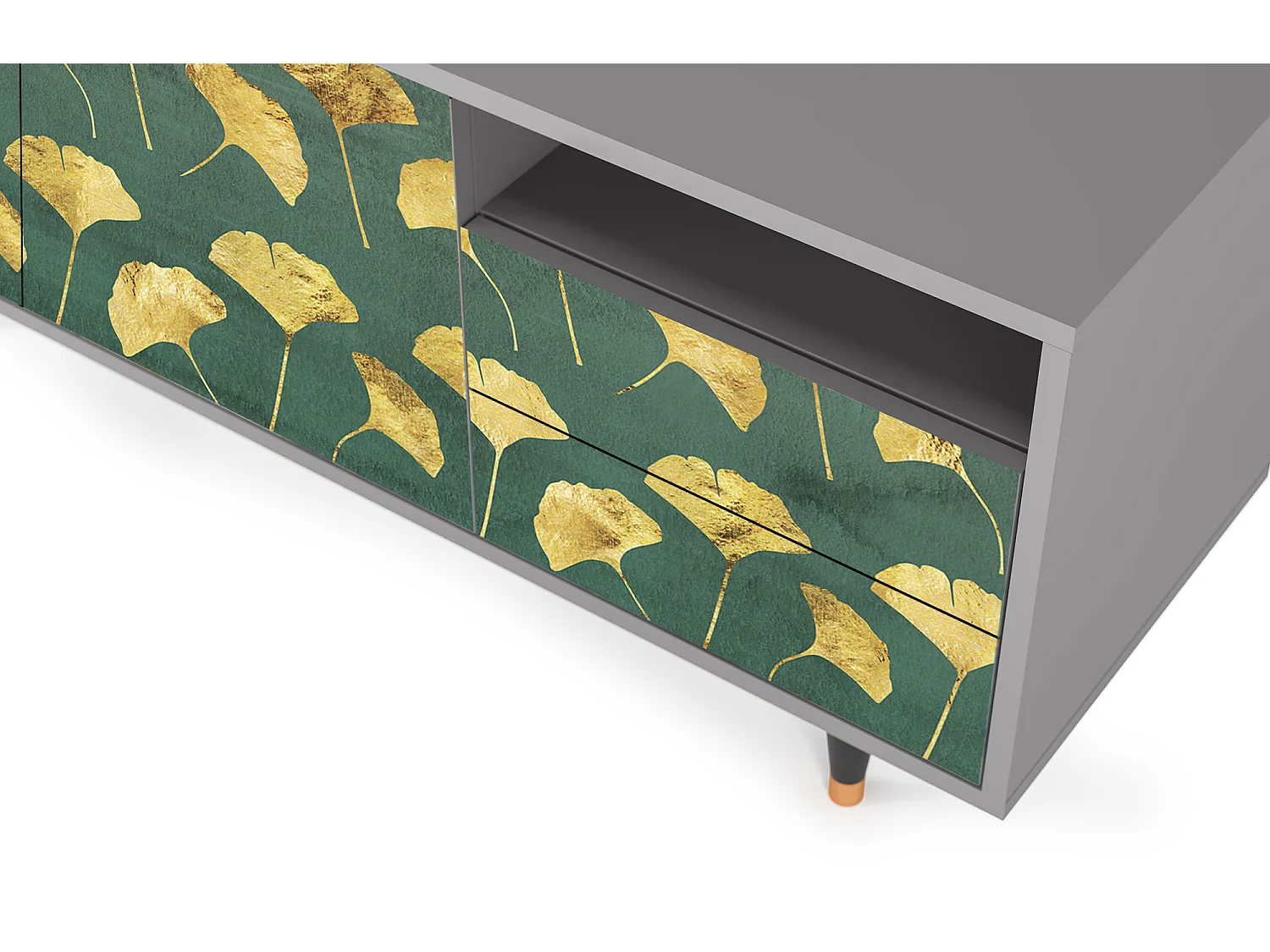 TV-meubel - 125х56х41 cm - T7 - Gingko leaves, Grijs