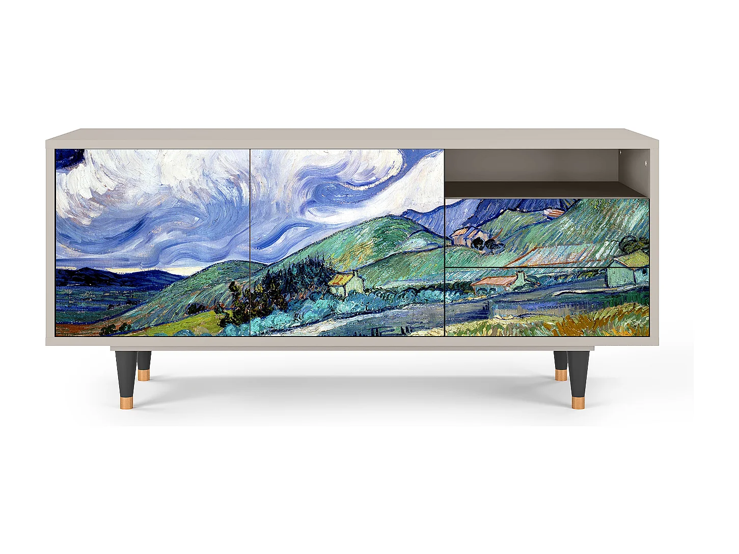 Meuble TV - 125х56х41 cm - T7 - Landscape, Sable