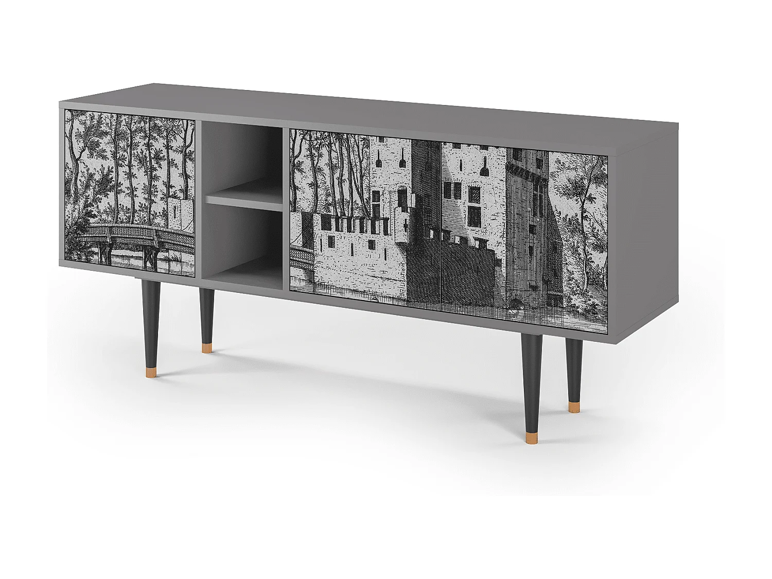 Meuble TV - 150х69х41 cm - T5 - Castle by Breugel, Gris