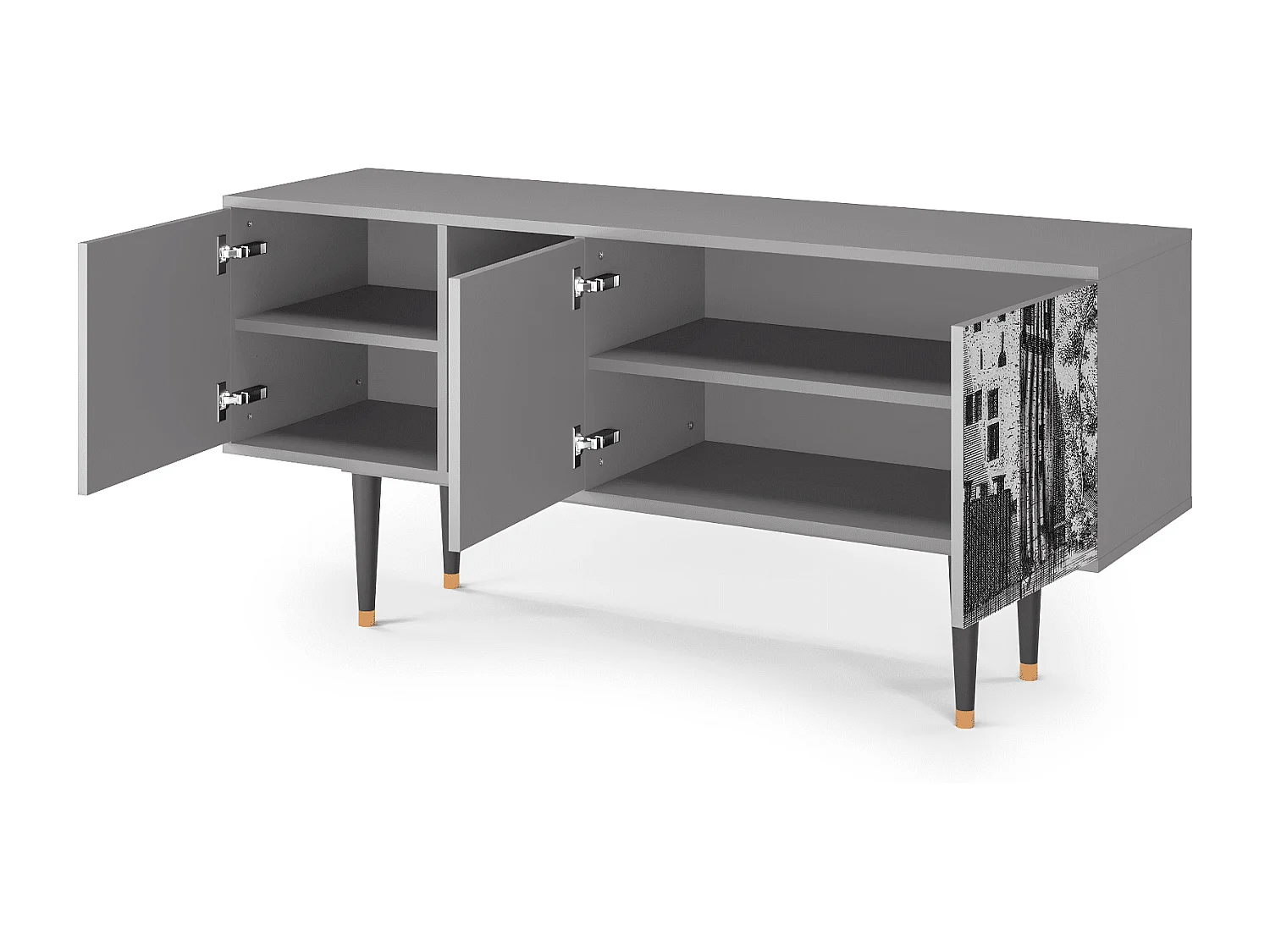 Meuble TV - 150х69х41 cm - T5 - Castle by Breugel, Gris