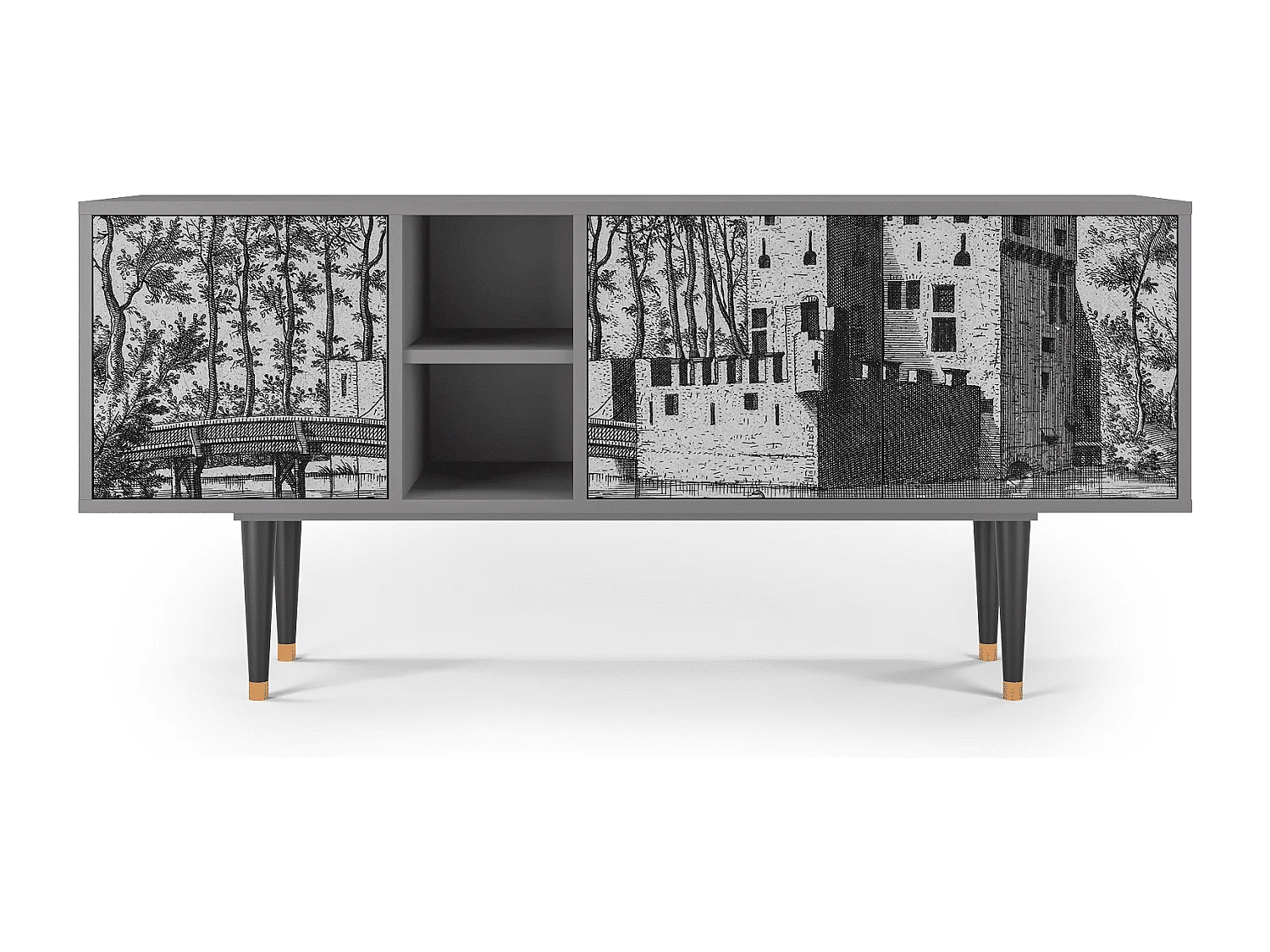 Meuble TV - 150х69х41 cm - T5 - Castle by Breugel, Gris