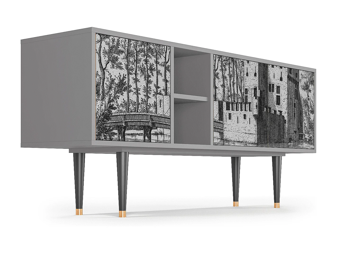 Meuble TV - 150х69х41 cm - T5 - Castle by Breugel, Gris