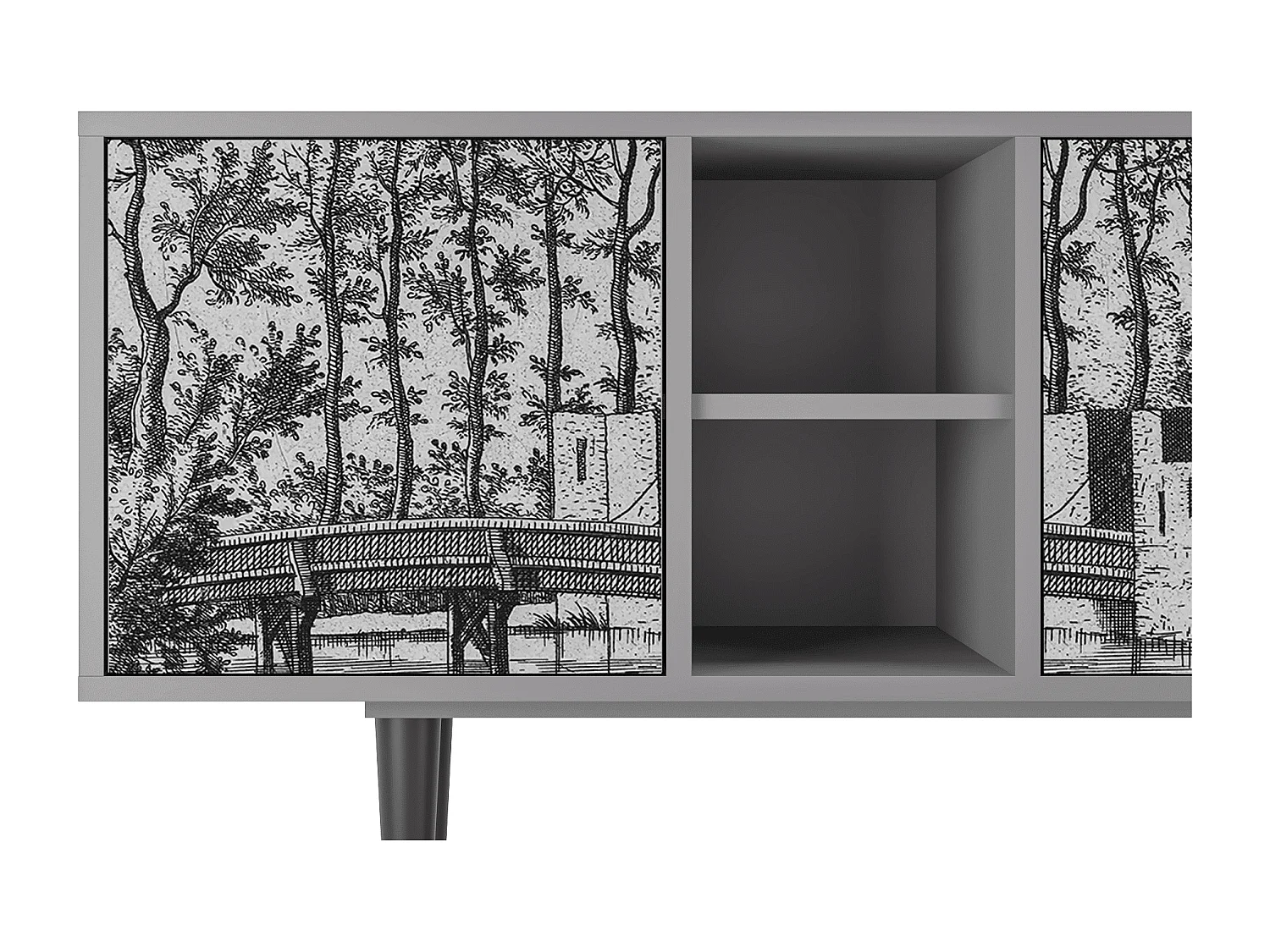 Meuble TV - 150х69х41 cm - T5 - Castle by Breugel, Gris