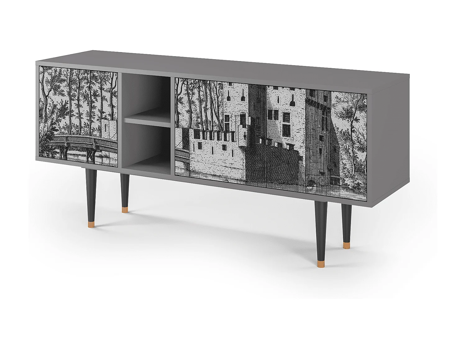 Meuble TV - 150х69х41 cm - T5 - Castle by Breugel, Gris