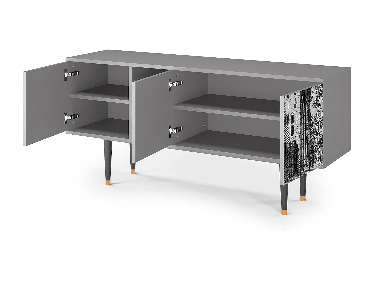 Meuble TV - 150х69х41 cm - T5 - Castle by Breugel, Gris