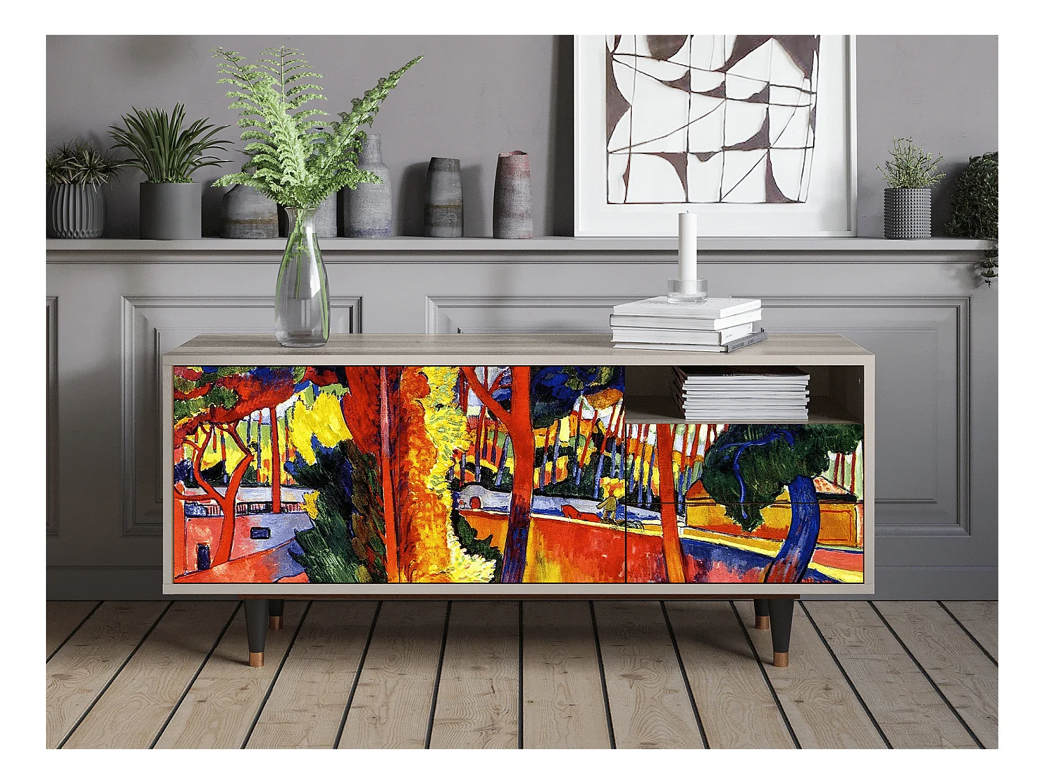 Szafka RTV - 125х56х41 cm - T7 - The Turning Road, Piaskowy