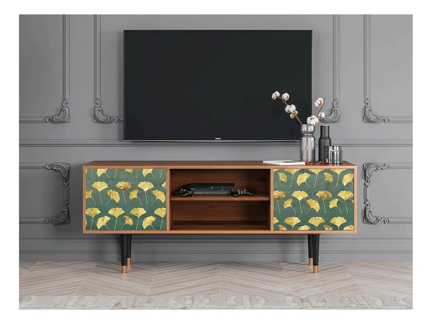 TV-Möbel - 170х69х48 cm - T2 - Gingko leaves, Walnuss