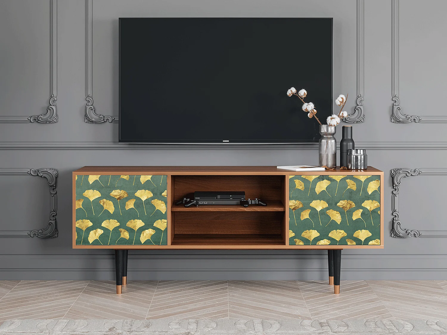 TV-Möbel - 170х69х48 cm - T2 - Gingko leaves, Walnuss