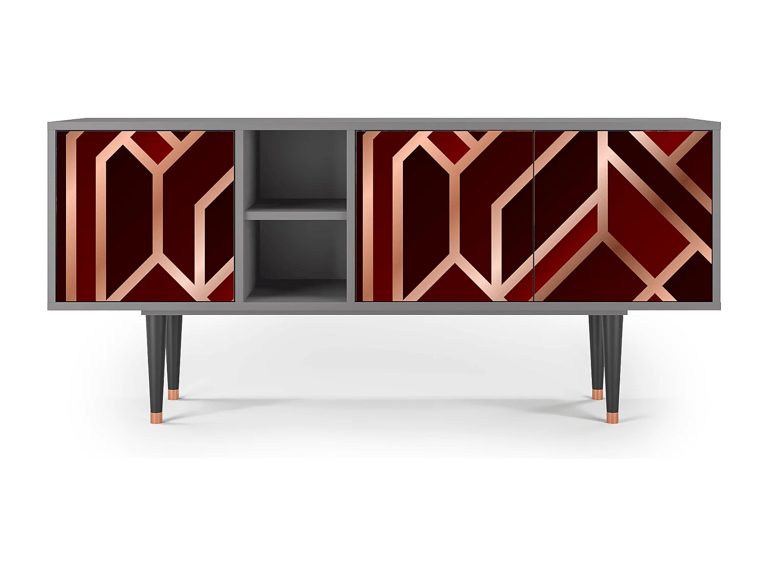 Meuble TV - 150х69х41 cm - T5 - Velvet 1920's, Gris