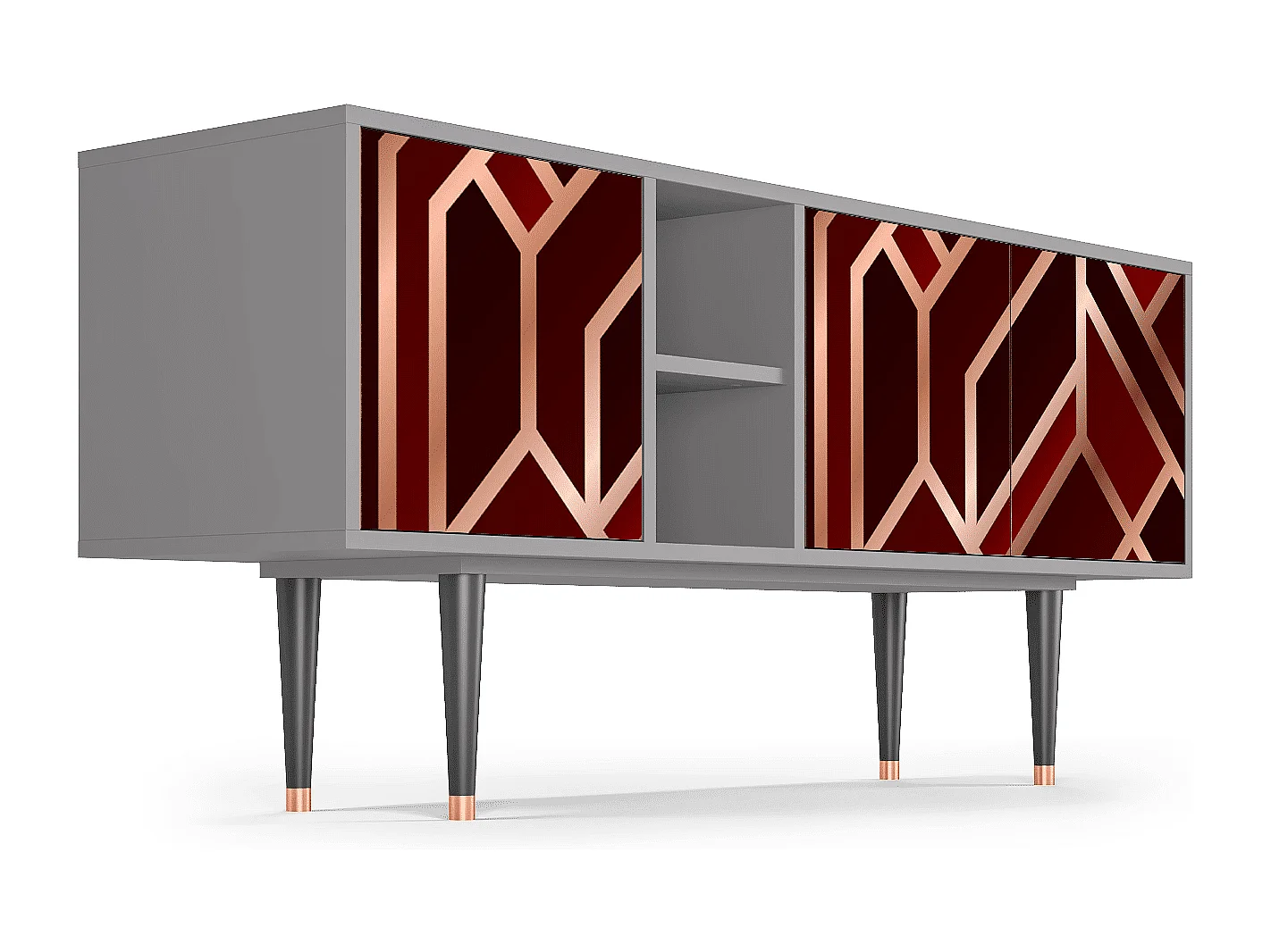 Meuble TV - 150х69х41 cm - T5 - Velvet 1920's, Gris