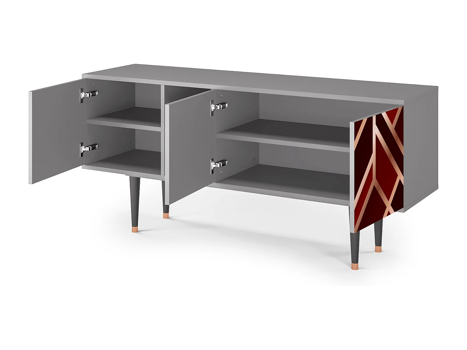 Meuble TV - 150х69х41 cm - T5 - Velvet 1920's, Gris