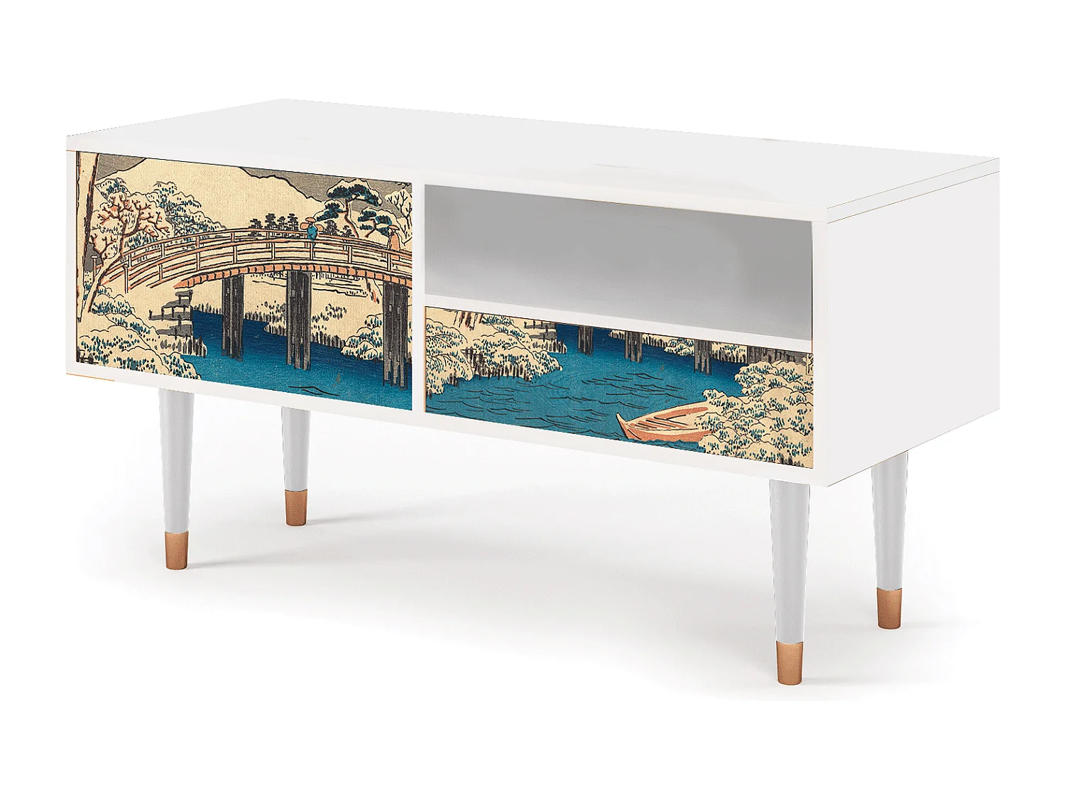 Meuble TV - 115х59х48 cm - T3 - Katabira River, Blanc