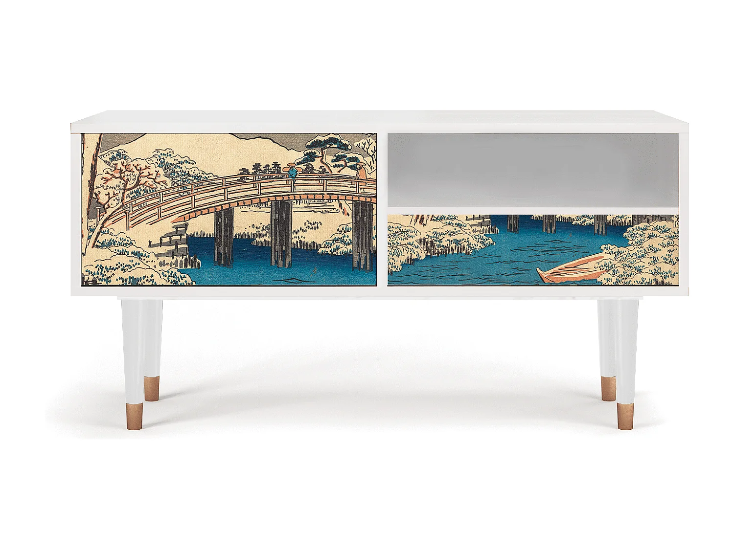 Meuble TV - 115х59х48 cm - T3 - Katabira River, Blanc