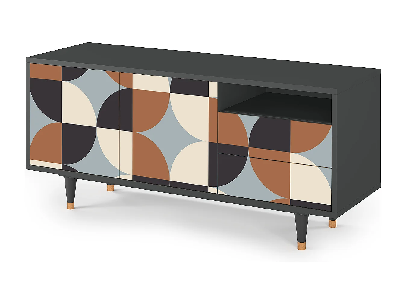 Mueble de TV - 125х56х41 cm - T7 - Brown Sensation, Antracita