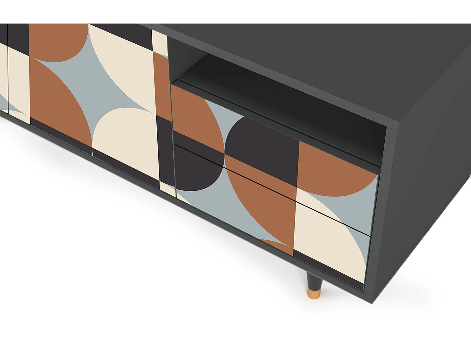 Mueble de TV - 125х56х41 cm - T7 - Brown Sensation, Antracita