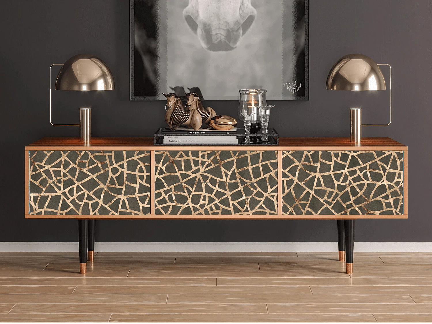 Mueble de TV - 170х59х48 cm - T4 - Enlarged Leaf, Nogueira