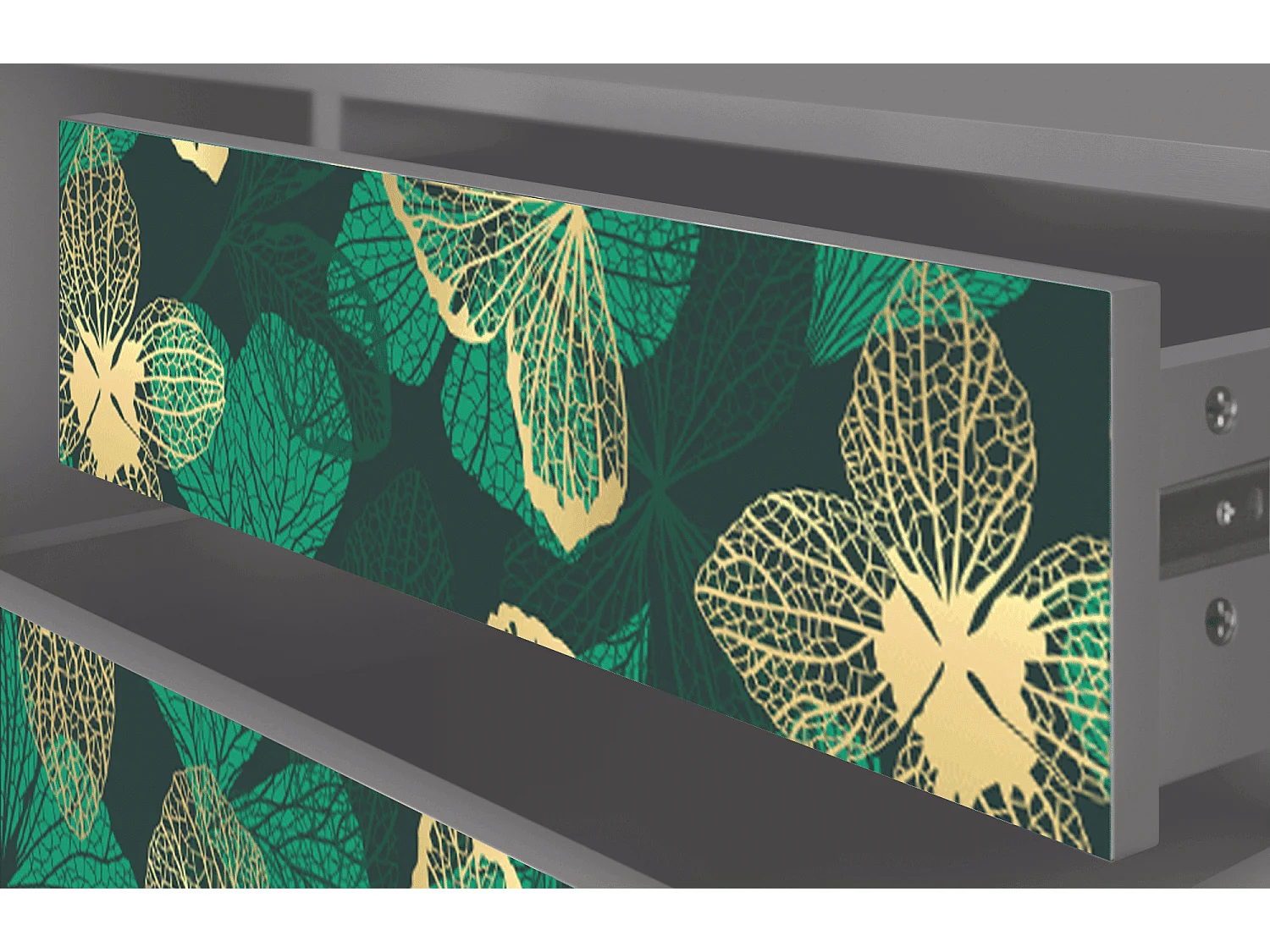 Mobile TV - 170х59х48 cm - T4 - Green Flower, Grigio