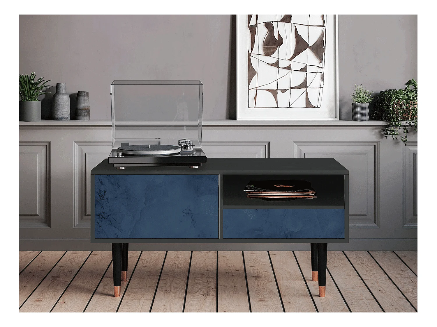 Szafka RTV - 115х59х48 cm - T3 - Endless Galaxi, Antracyt