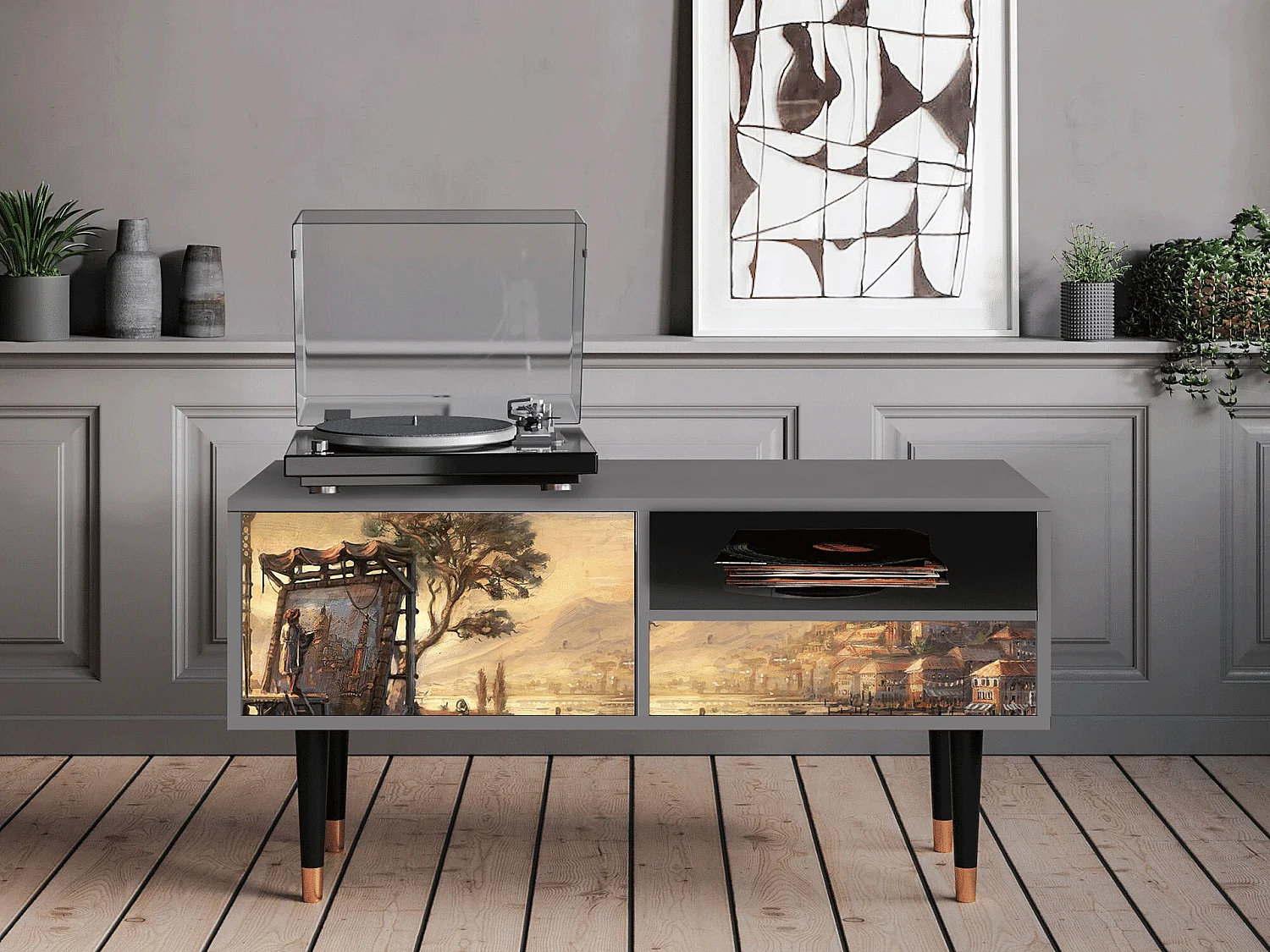Meuble TV - 115х59х48 cm - T3 - Venice, Gris