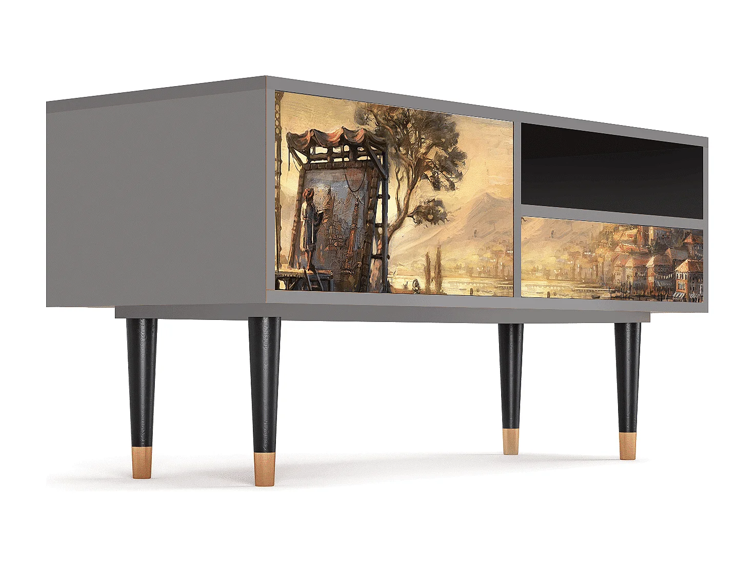 Meuble TV - 115х59х48 cm - T3 - Venice, Gris