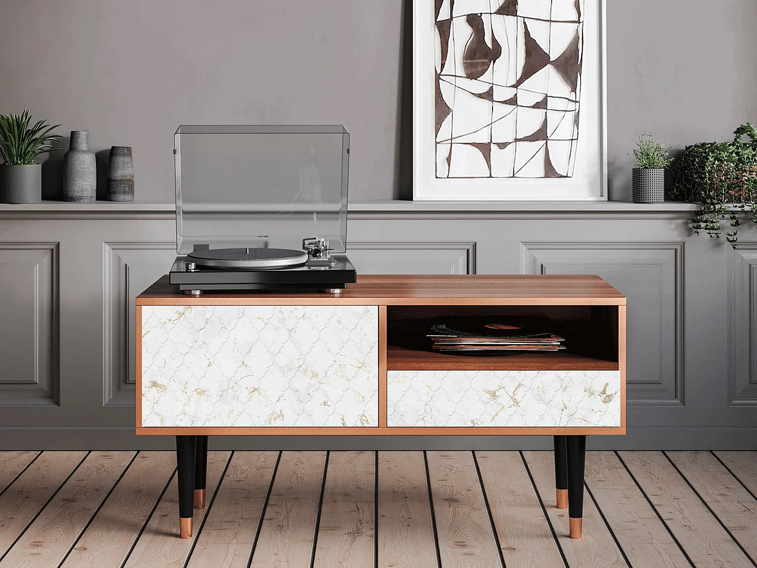 Mobile TV - 115х59х48 cm - T3 - Sweet Cotton, Noce