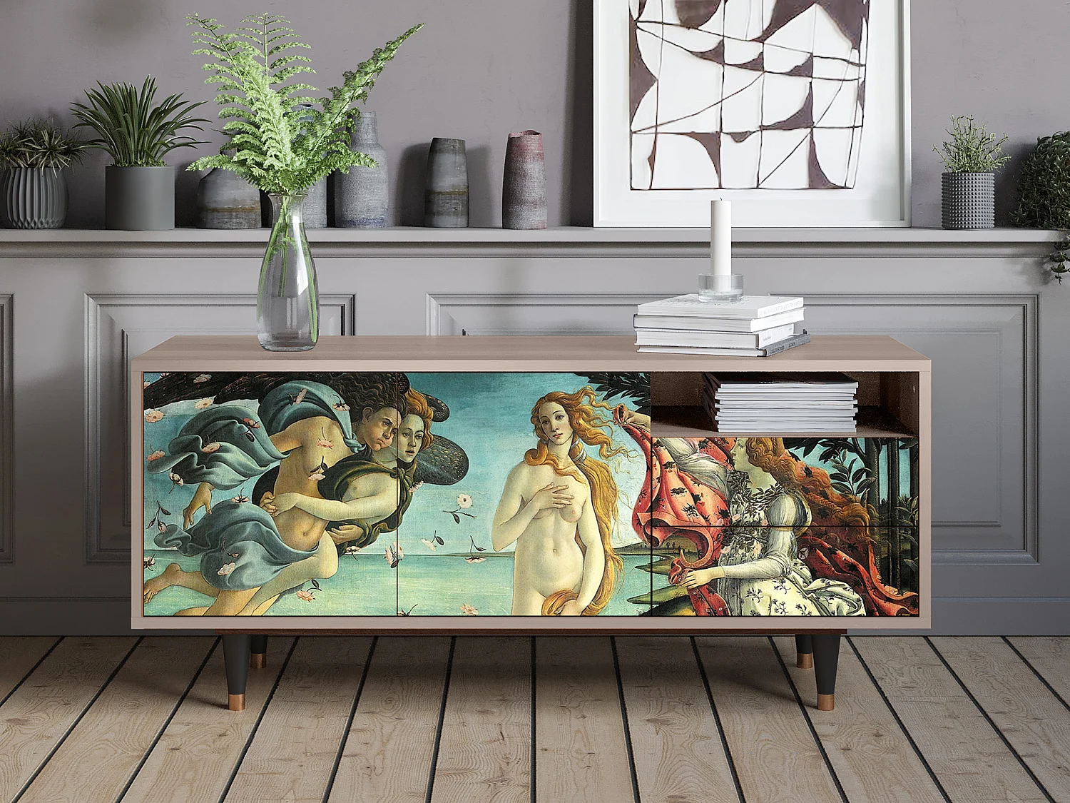 TV-meubel - 125х56х41 cm - T7 - The Birth of Venus, Latte