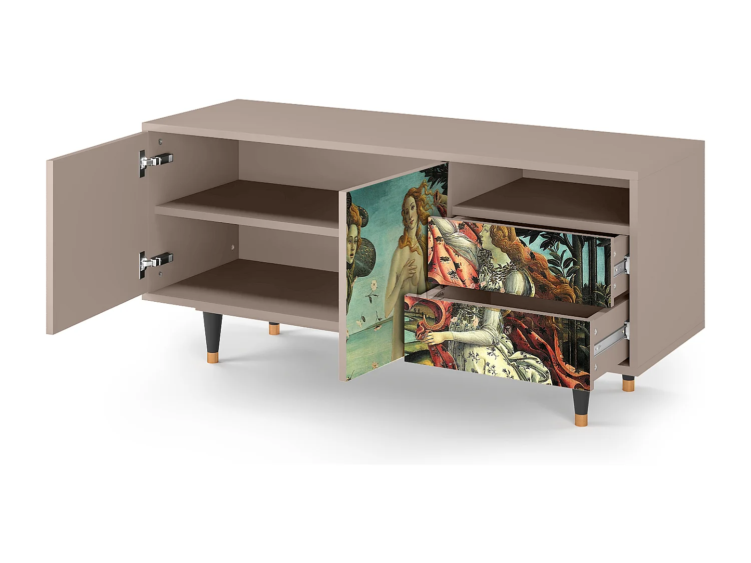 Szafka RTV - 125х56х41 cm - T7 - The Birth of Venus, Latte