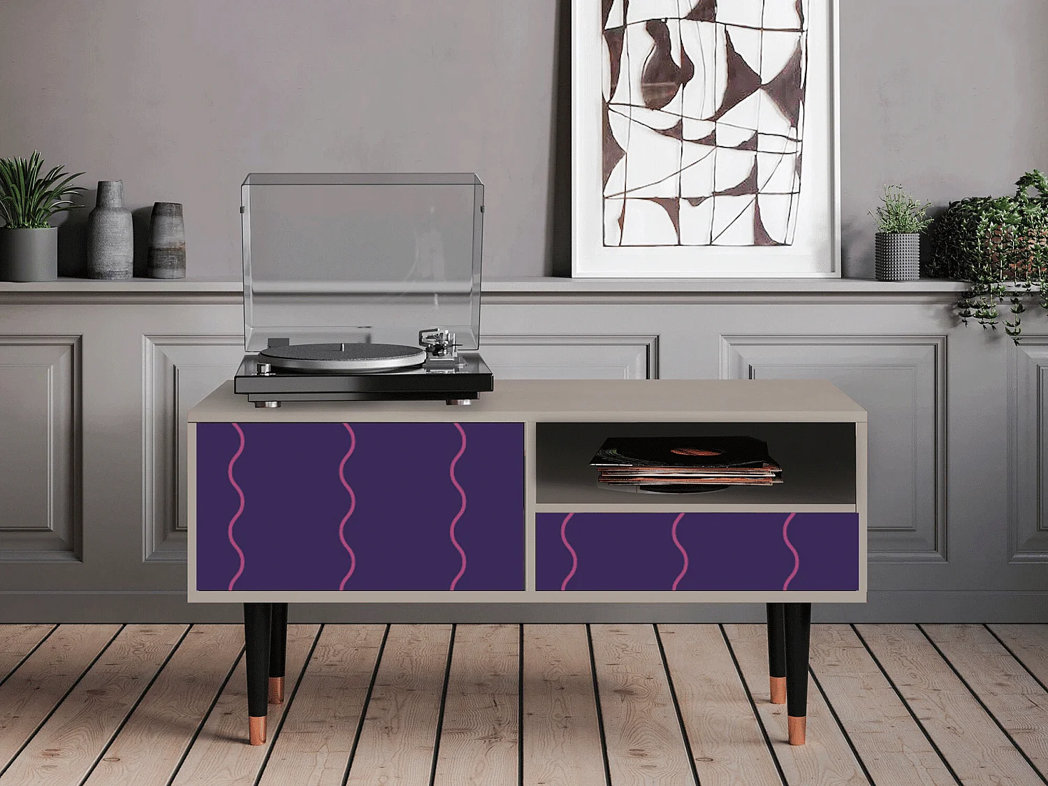 Meuble TV - 115х59х48 cm - T3 - Grape Maccaroni, Sable