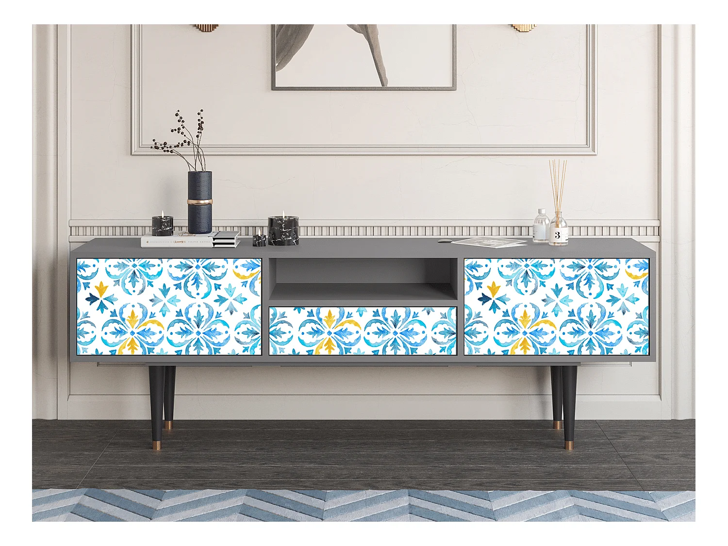 Meuble TV - 170х59х41 cm - T6 - Lisbon Flover, Gris