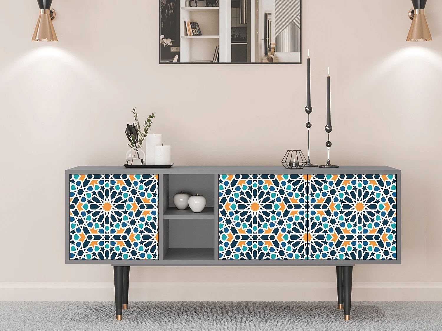 Mobile TV - 150х69х41 cm - T5 - Kaleidoscope, Grigio