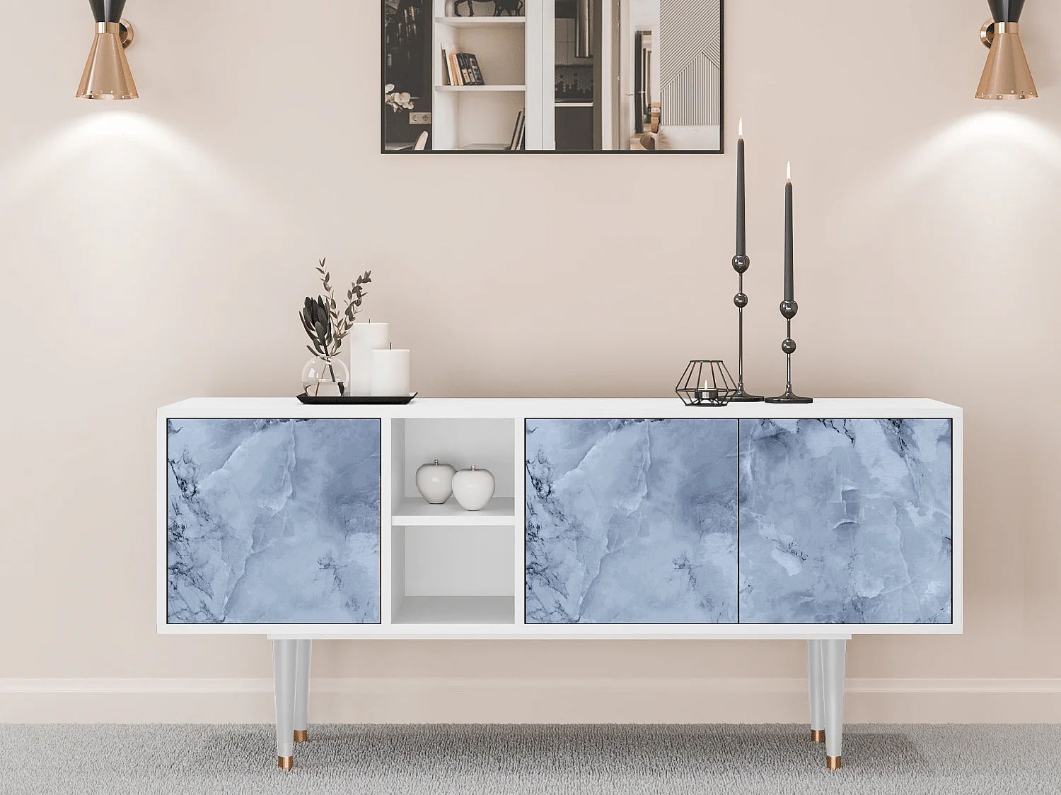 Szafka RTV - 150х69х41 cm - T5 - Feather Ice, Biały