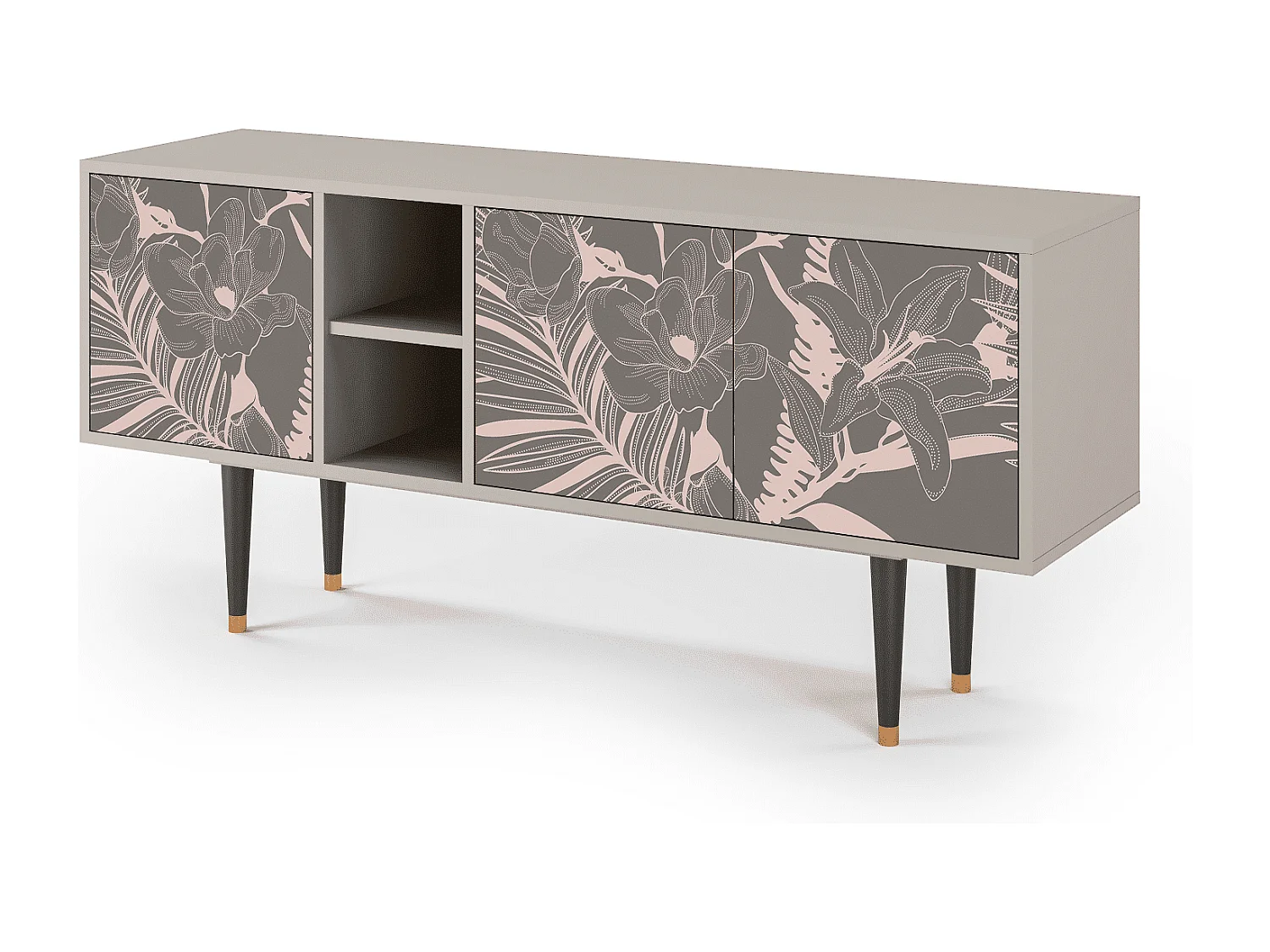 Meuble TV - 150х69х41 cm - T5 - Issabelline Flower, Sable