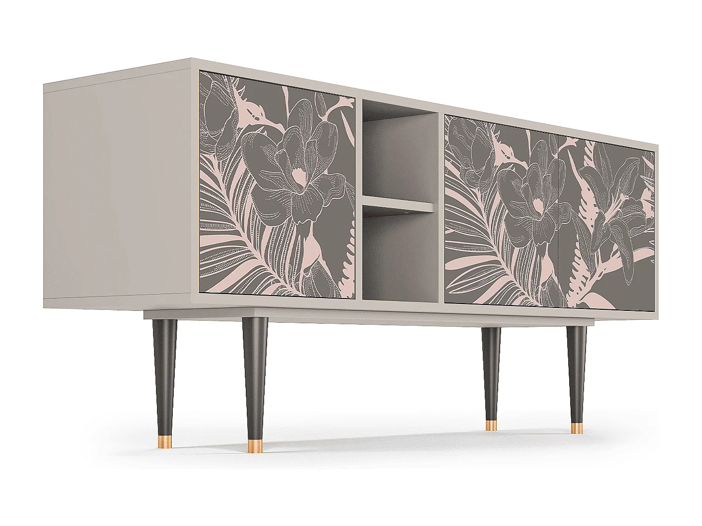 Meuble TV - 150х69х41 cm - T5 - Issabelline Flower, Sable