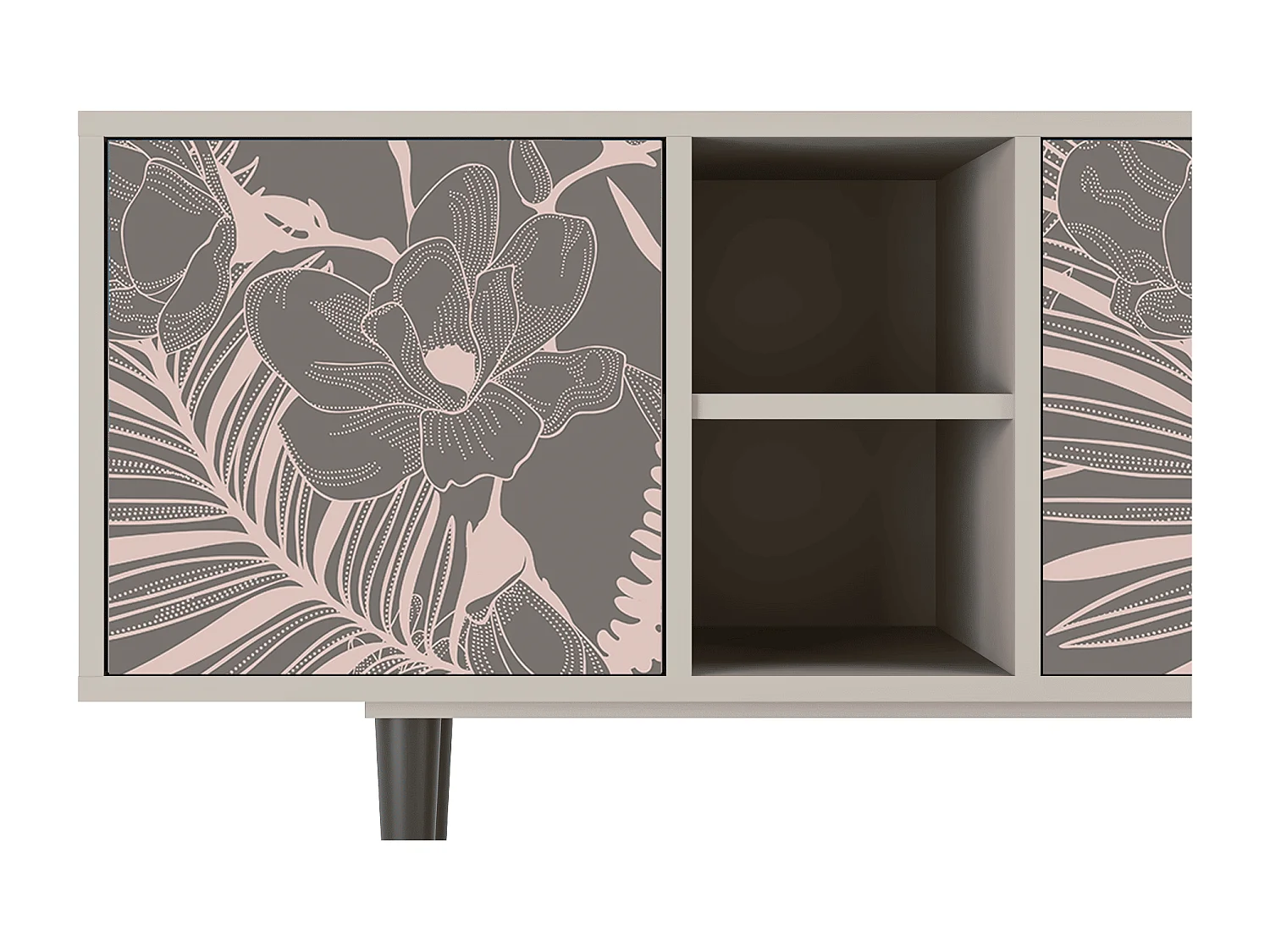 Meuble TV - 150х69х41 cm - T5 - Issabelline Flower, Sable