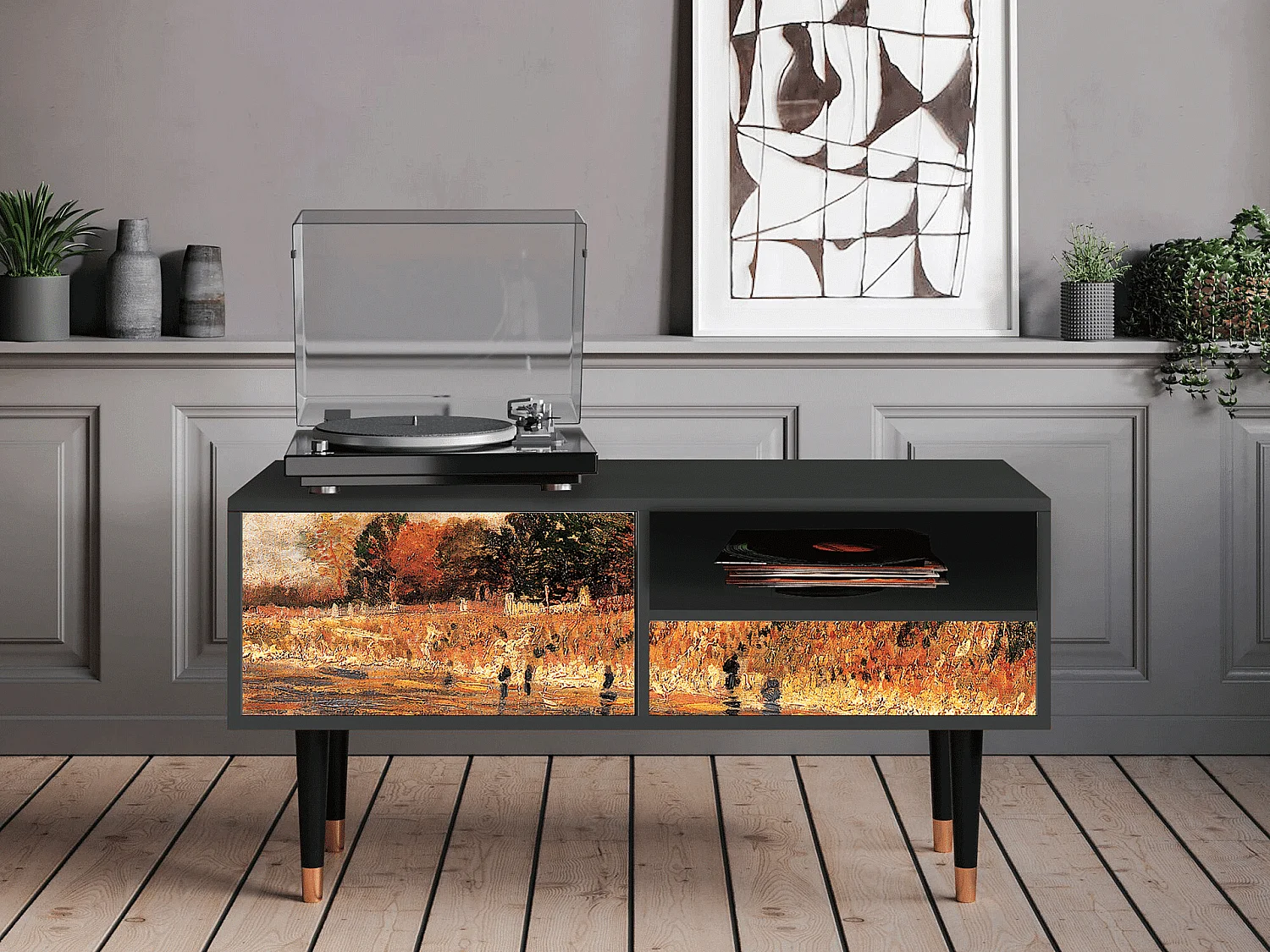 Meuble TV - 115х59х48 cm - T3 - The Banks, Anthracite
