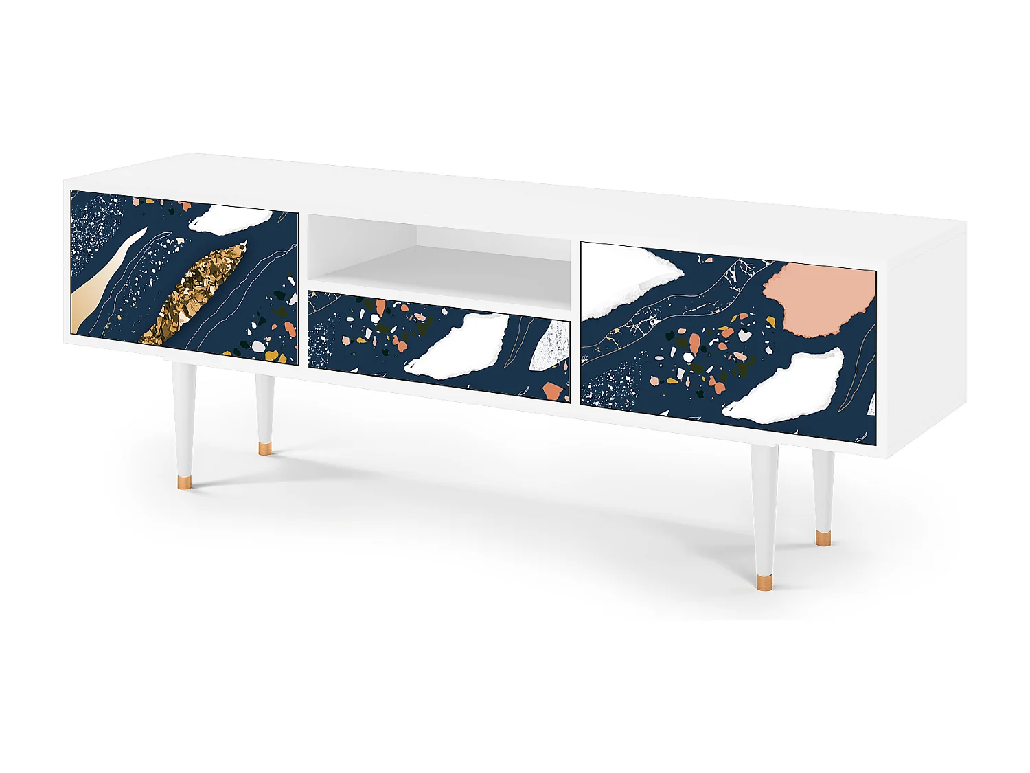 Szafka RTV - 170х59х41 cm - T6 - Nude Iceberg, Biały