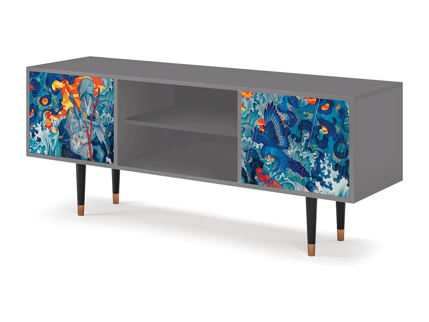 Mueble de TV - 170х69х48 cm - T2 - The Girl - James Jean, Cinza