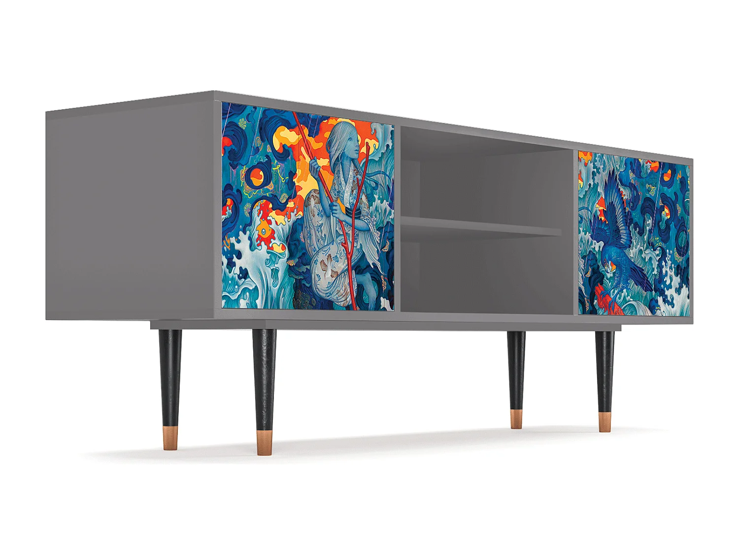 Mueble de TV - 170х69х48 cm - T2 - The Girl - James Jean, Cinza