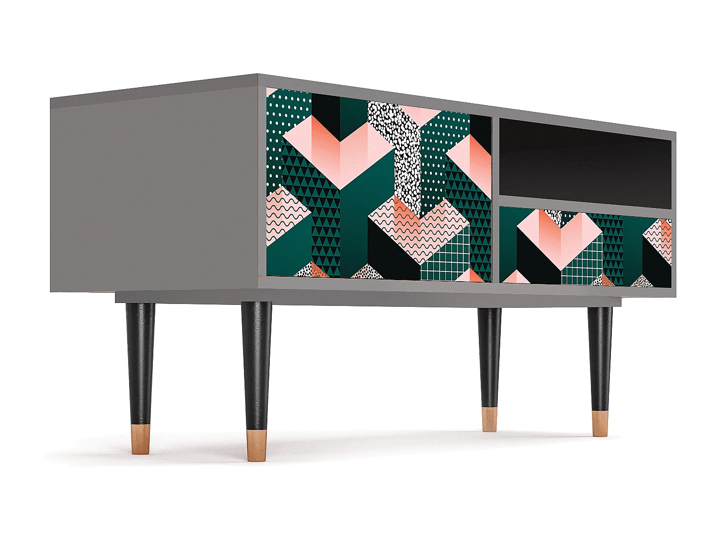 Mueble de TV - 115х59х48 cm - T3 - Geometric Madness, Cinza