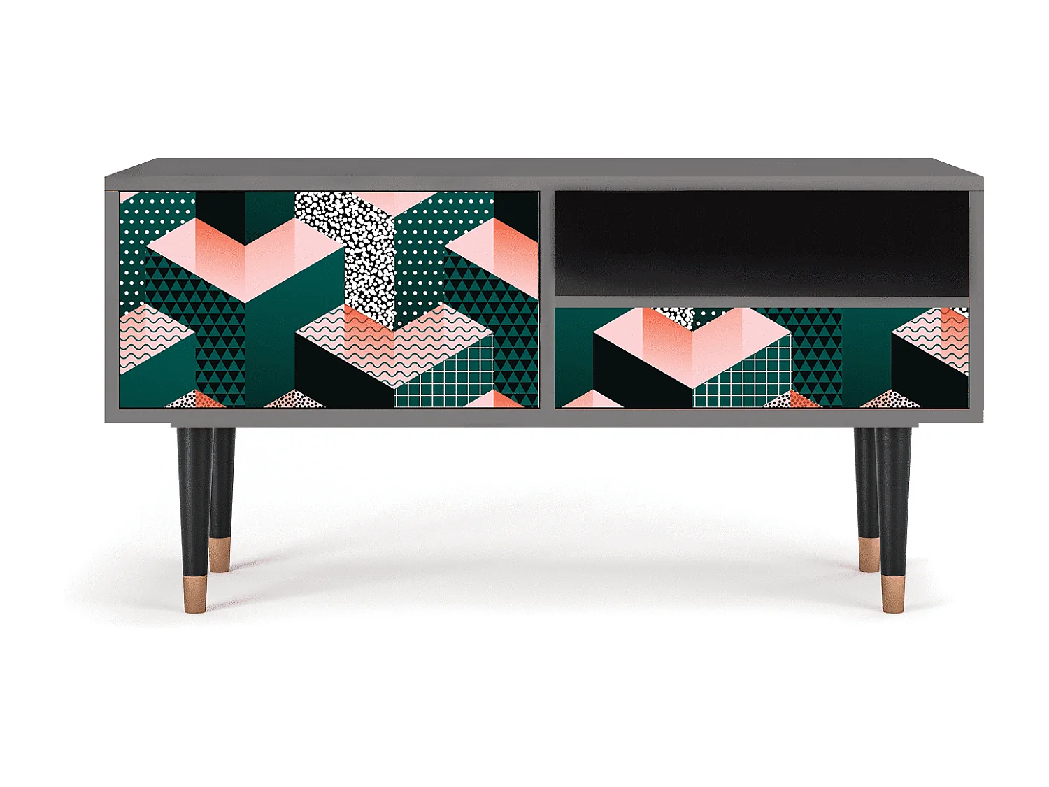 Mobile TV - 115х59х48 cm - T3 - Geometric Madness, Grigio