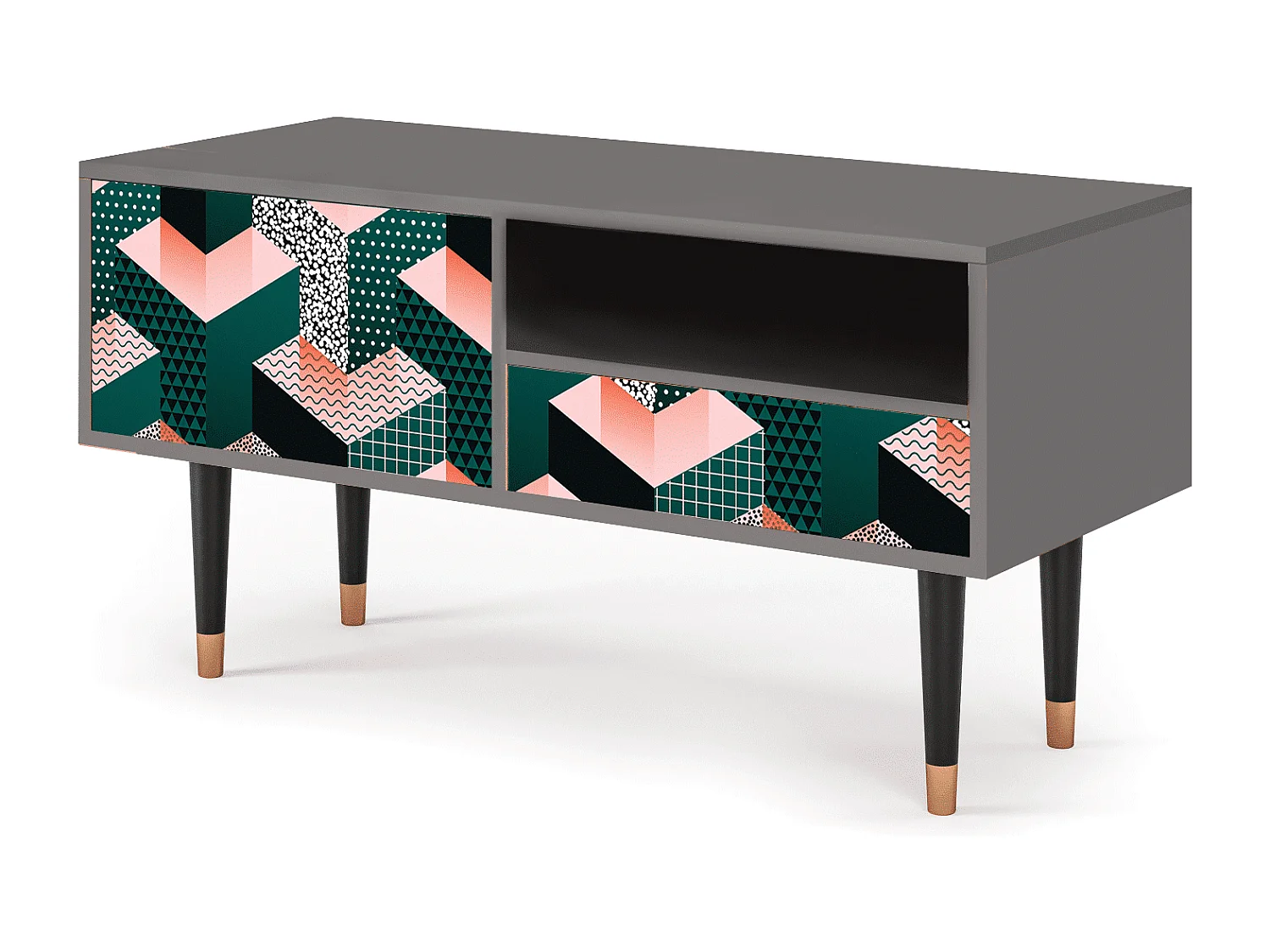 Mobile TV - 115х59х48 cm - T3 - Geometric Madness, Grigio